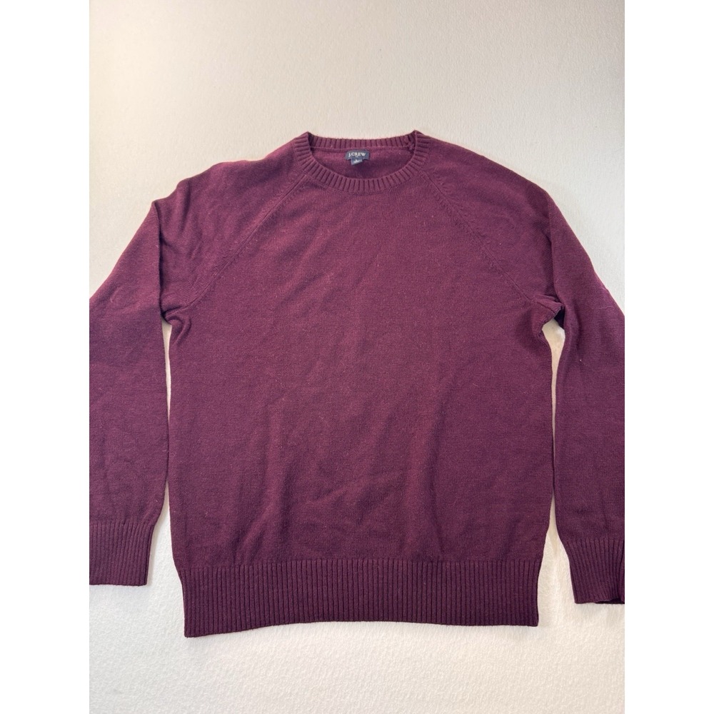 J Crew Sweatshirt Mens Large Maroon Lambs Wool Blend Sweater Preppy Luxury EUC